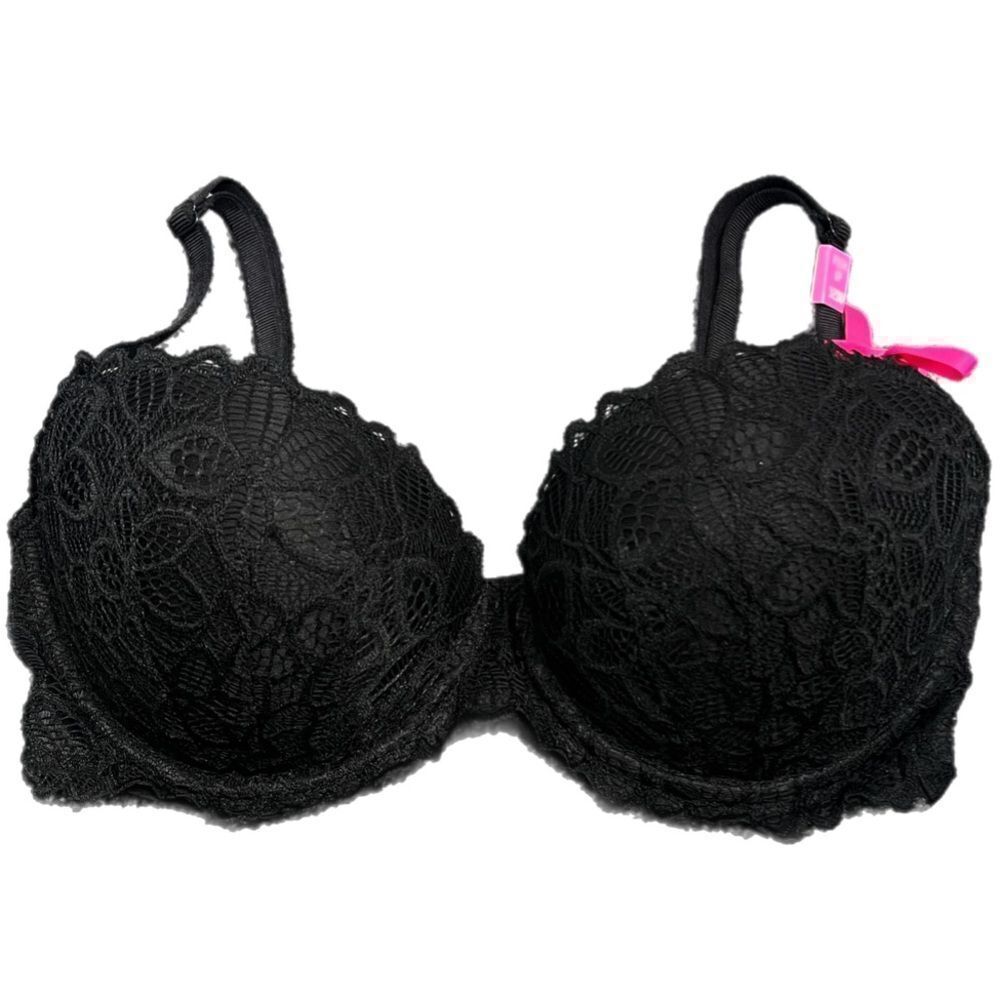 Victoria’s Secret Pink Date Push Up Padded underwire lace Bra Black